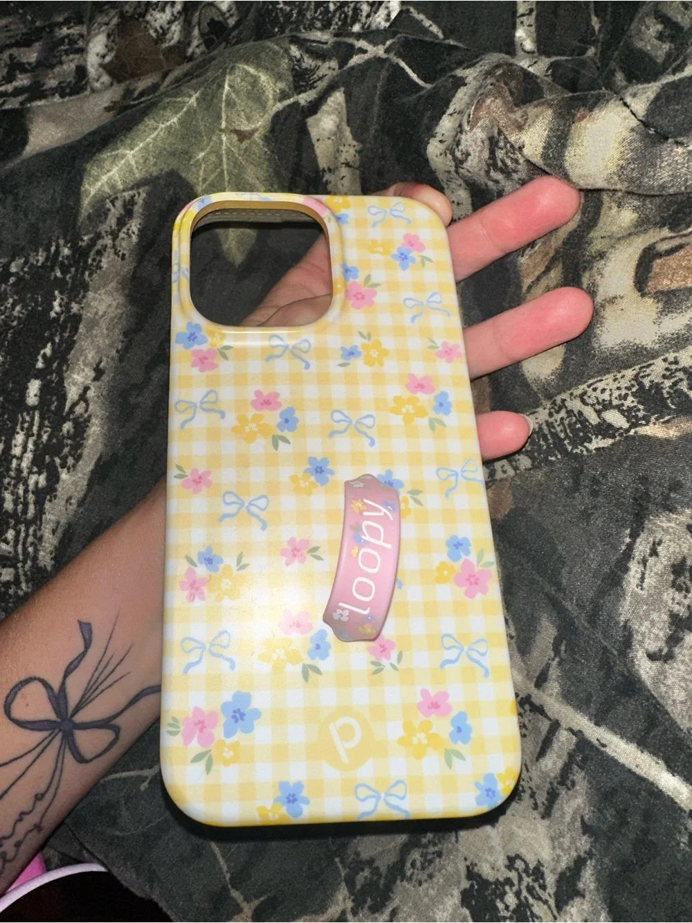 Loopy Case Yellow Floral Gingham Phone Case iPhone 14 Pro Max